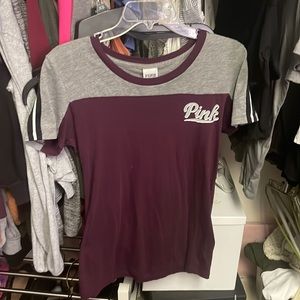Burgundy and grey PINK tee